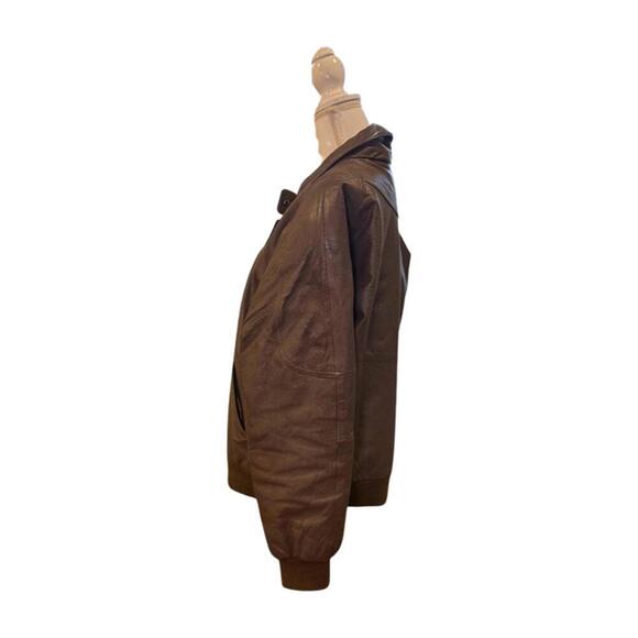American Weekend Vintage Brown Leather Bomber Jacket, size Large - Picture 2 of 6